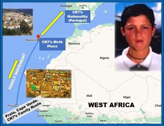 sa carte explique l'origine de la famille de Cristiano Ronaldo.