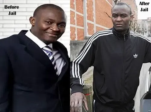 This is a before and after photo of Romelu Lukaku's Dad.