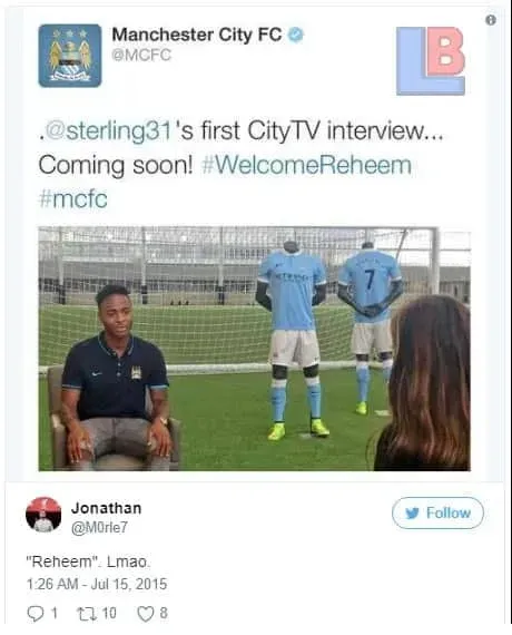 Man City Twitter Error.