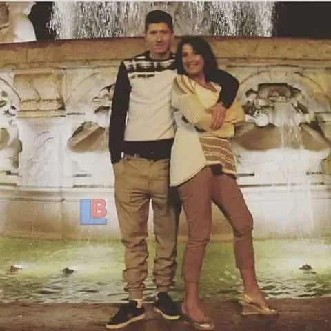 Robert Lewandowski was taking a shot with mum- Iwona.