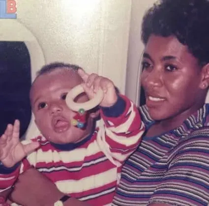 Young Alex Iwobi and Mother.