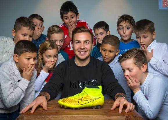 Mario Gotze's World Cup victory: His Left shoe celebrated by German students.