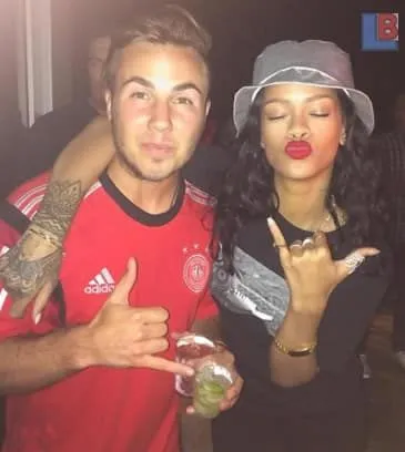 Mario Gotze celebrates World Cup Victory with Rihanna.