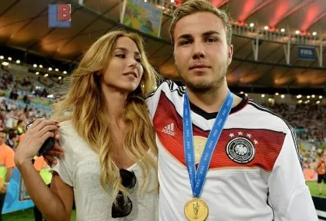 Mario Gotze's and Girlfriend Ann-Kathrin Br&ouml;mmel celebrating World Cup Victory.