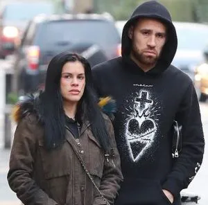 Nicolas Otamendi pictured alongside his wife.