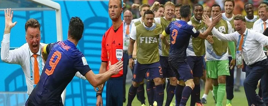 The One-of-a-kind goal celebration handshake with Boss van Gaal