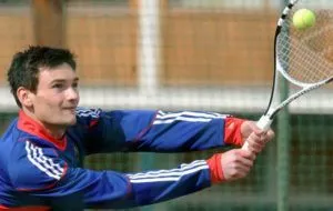 Young Hugo Lloris playing long tennis.