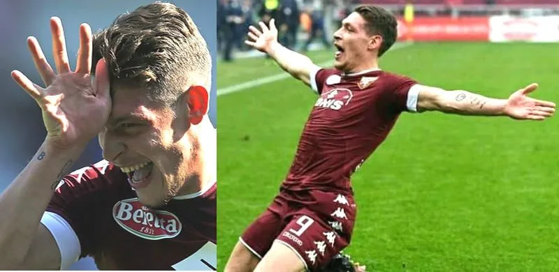 Here, Belotti makes his trademark celebration.