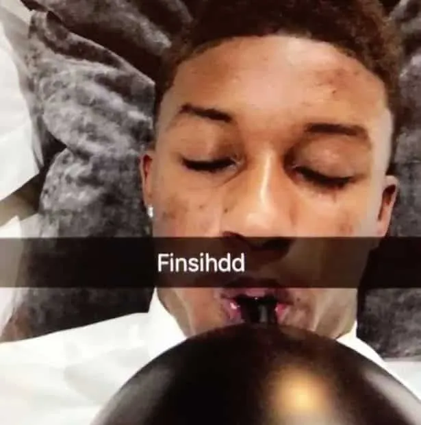 Demarai Gray films himself inhaling Hippy Crack (Credit to Mirror)