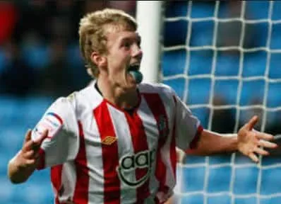 James Ward-Prowse celebrating his first goal for Southampton's senior team. Credits: Southampton FC.