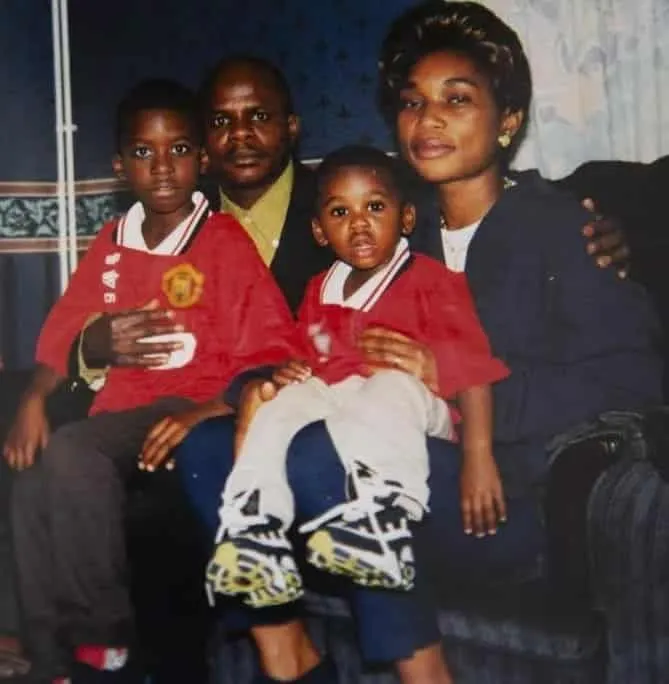 Aaron Wan-Bissaka grew up at Addington in Croydon alongside an older brother Kevin (Left). Credit: The Sun.