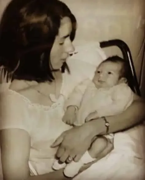 Baby Eric Cantona with mother &Eacute;l&eacute;onore Raurich.