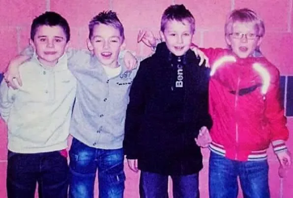 Young Billy Gilmour (2nd from left) with friends during his primary school days. Image Credit: Instagram.