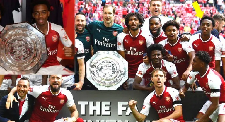 Joe Willock- Celebrating his first trophy as a senior player