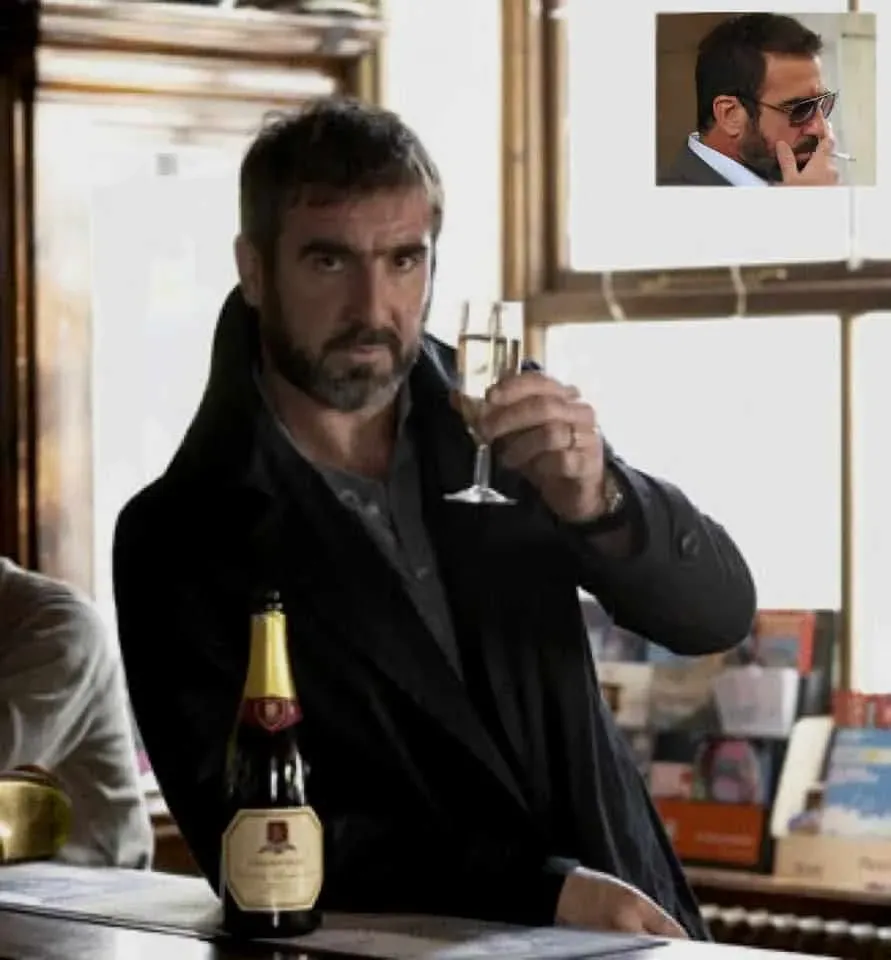 Eric Cantona smokes and drinks responsibly. Image Credit: Spool and Pinterest.