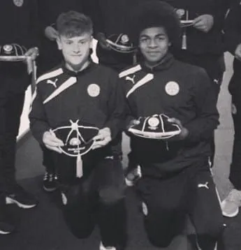 Harvey Barnes with best Friend Hamza Choudhury during their academy years