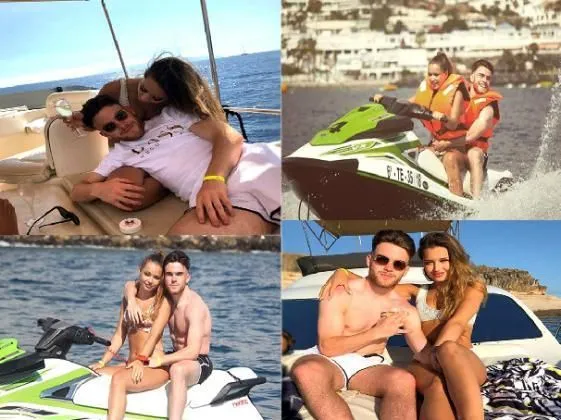 Aaron Connolly enjoys a boat rides with his girlfriend- Lucinda Strafford