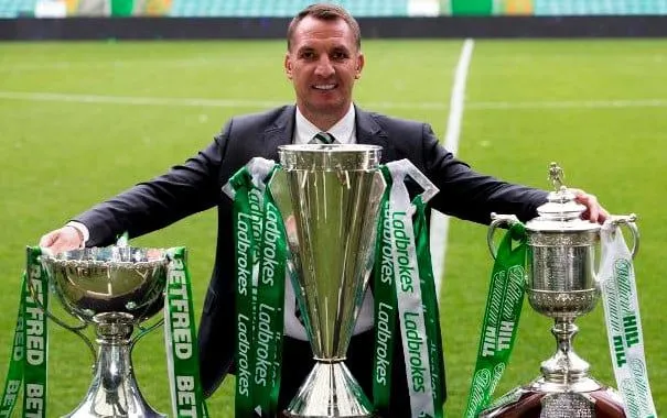 Brendan Rodgers won the treble twice for Celtic- His highest honour as a manager. Image Credit- LcFc