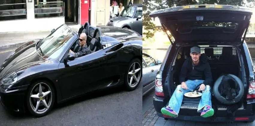Freddie Ljungberg has no issues having his dinner in the boot in his Range Rover. Credit: TheSun