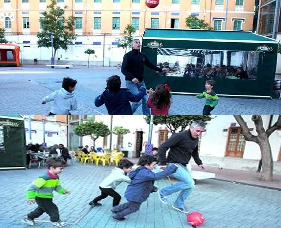 Getting to know Quique Setien Personal Life- He loves to play football with little kids. Credit: MurciaPlaza