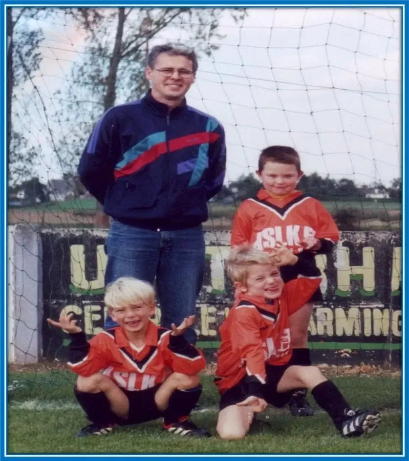 Dennis Praet's in his Childhood. He is pictured far left.