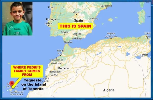 This map explains Pedri's Family Origin and Ancestry.