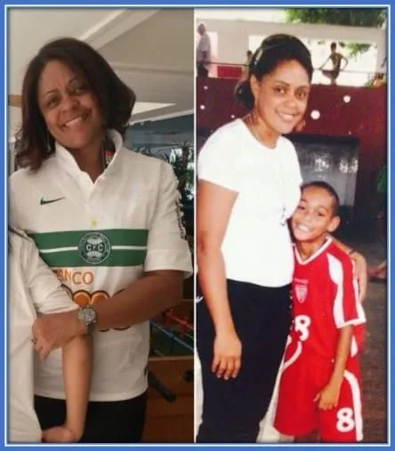 Childhood photo of Matheus Cunha with his mother.