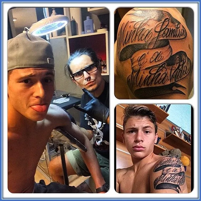 The tattoo drawings of Nicolo Barella are centred around family love.