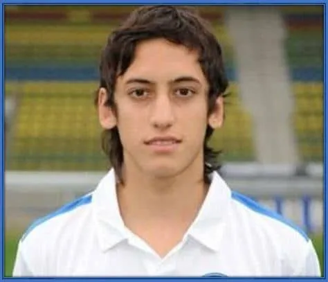 The joy of the game: Young Hakan Calhanoglu smiling as he lives out his dream on the football field