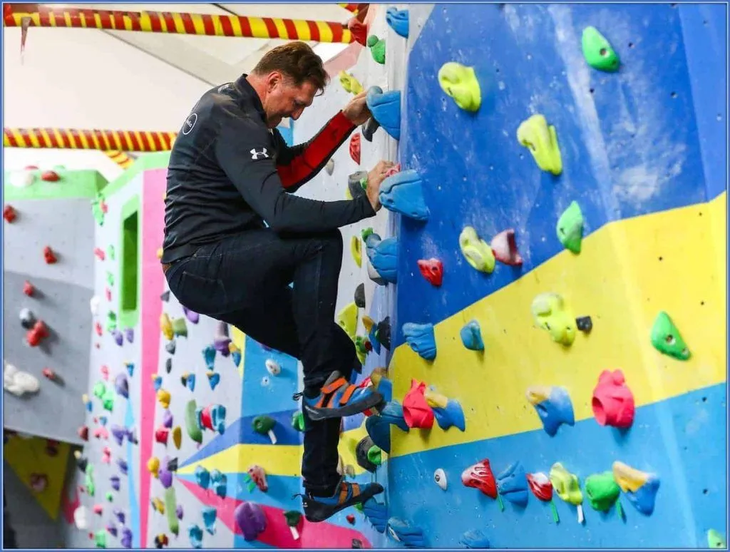 He is not too old to enjoy bouldering too.