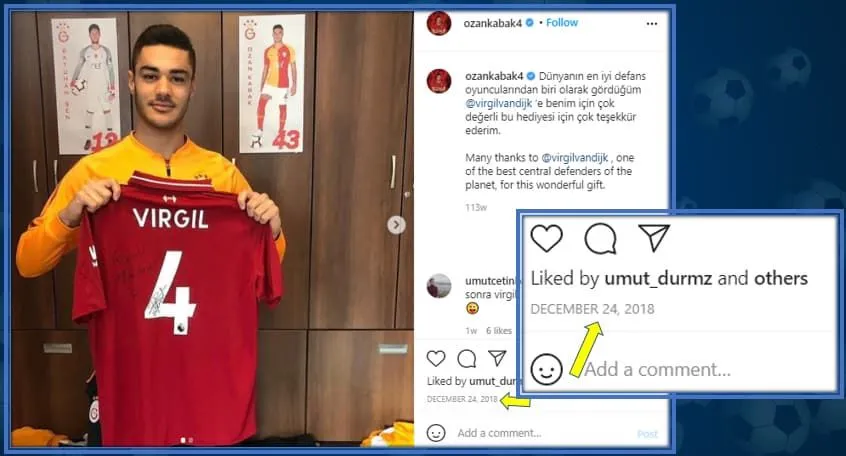 Ozan Kabak supported his Idol on this day. Little did he know that he would play for Liverpool soonest.
