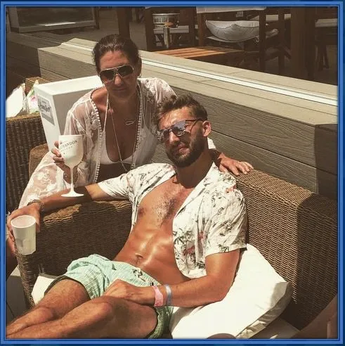 Nate Phillips alongside his Mum - Anna - at Nikki Beach of Ibiza.