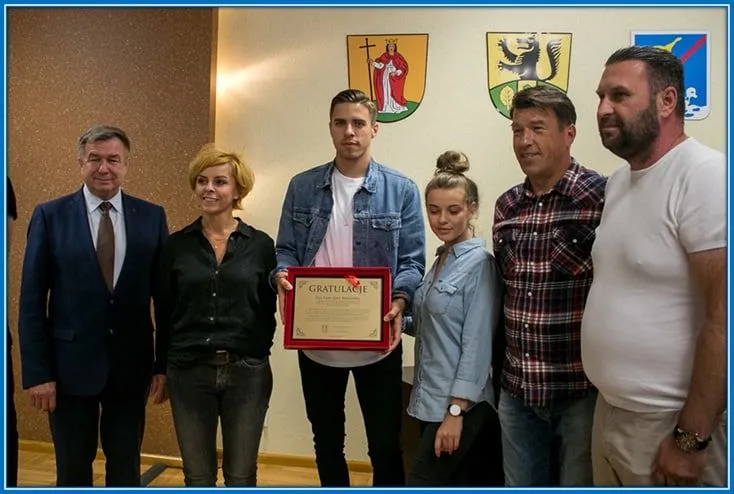 Jan Bednarek's mother pictured smiling the most in one of her proudest moment.