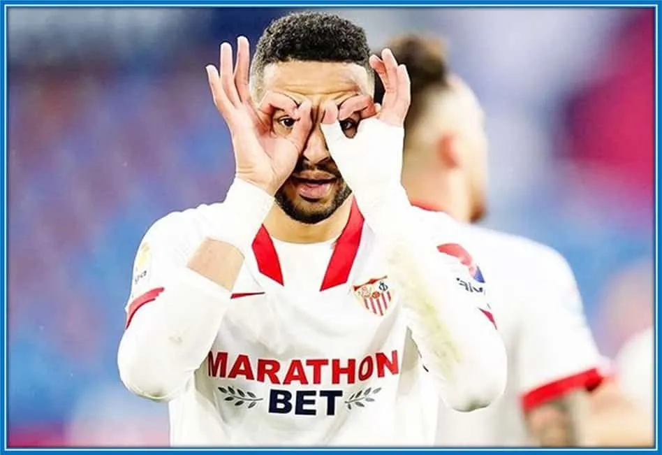 When he scores, he tells the world that he doesn't need glasses to find the net.