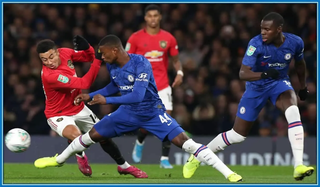 This is Marc Guehi handling Jesse Lingard.