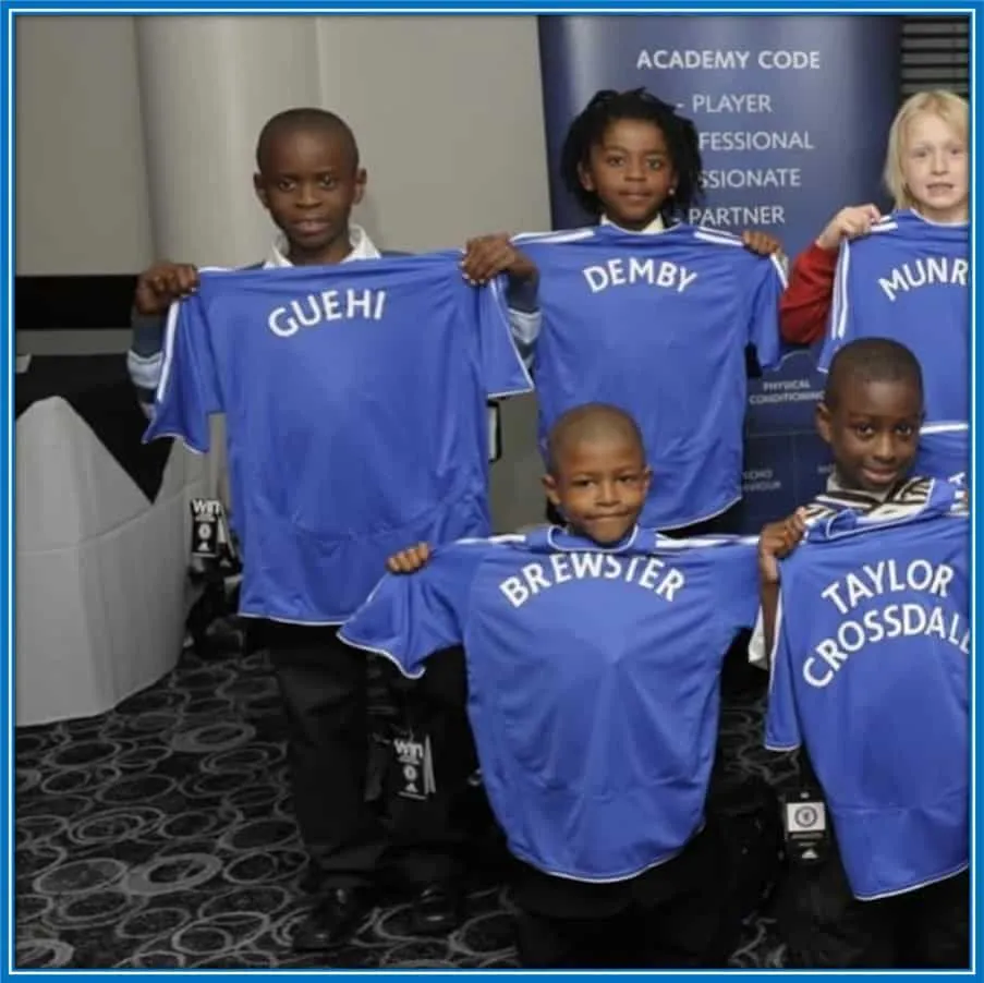 This is Guehi - moments after he joined Chelsea academy. Wait a minute... Have you noticed Brewster?