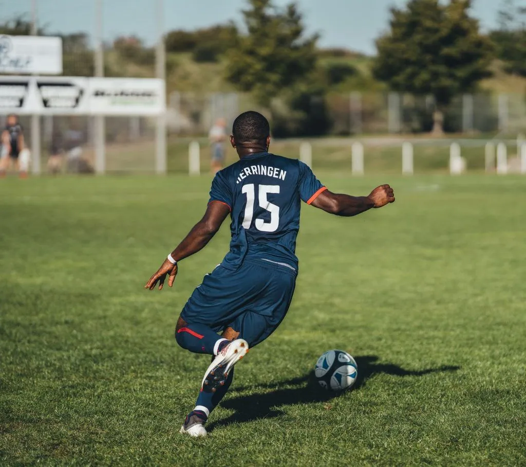Illustrative stock photo: professional soccer athlete training