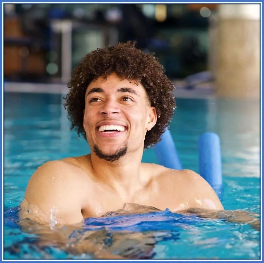 He can not help but laugh with folks when he goes swimming.