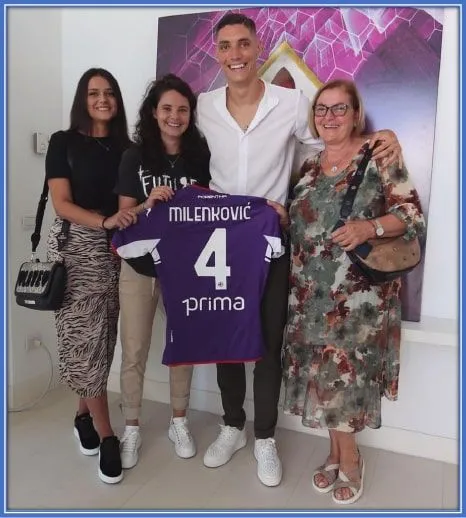 You can hardly tell the difference between Nikola Milenkovic's sister (Jelena) and his Girlfriend (Jelena Anja Popovic). Both look-alikes alongside his Mum celebrate Nikola Milenkovic.