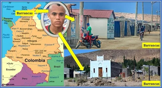 This image explains Luis Diaz Family origin. He is from, Barrancas, a town and municipality of the Colombian Department of La Guajira.