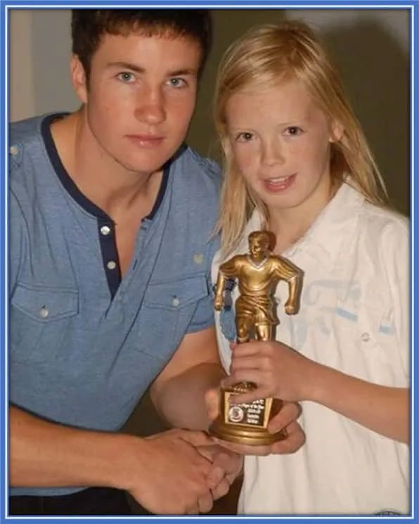 This is young Caoimhin Kelleher collecting a football honour.