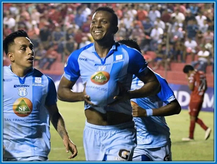 After scoring, he places the ball inside his stomach, a sign that the Striker is expecting a child.