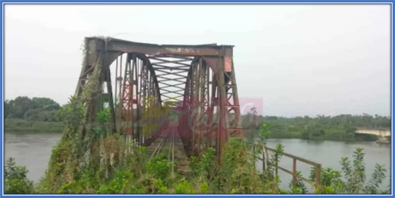 During Roger Milla's childhood, he swam at the Dibamba river, using this old German bridge as his diving platform.
