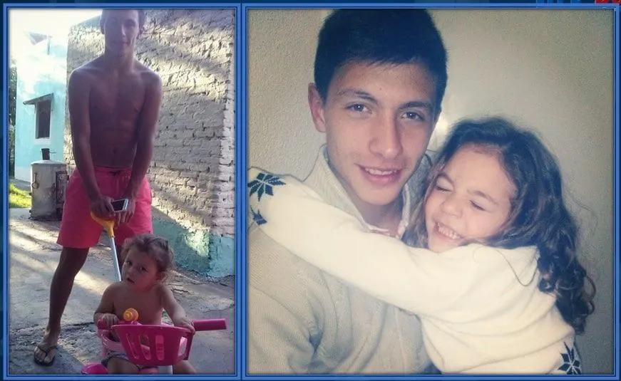 From the onset, a close bond has existed between Lisandro Martinez and his little sister.