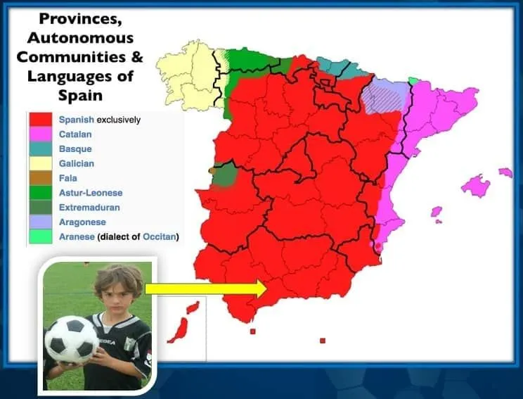 The footballer is from the province of Seville. This part of the country has people who are exclusively Spanish.