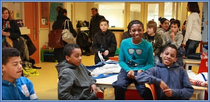 The schooling days of Jurrien Timber. The Dutch professional footballer attended De Spits Primary school in Utrecht.