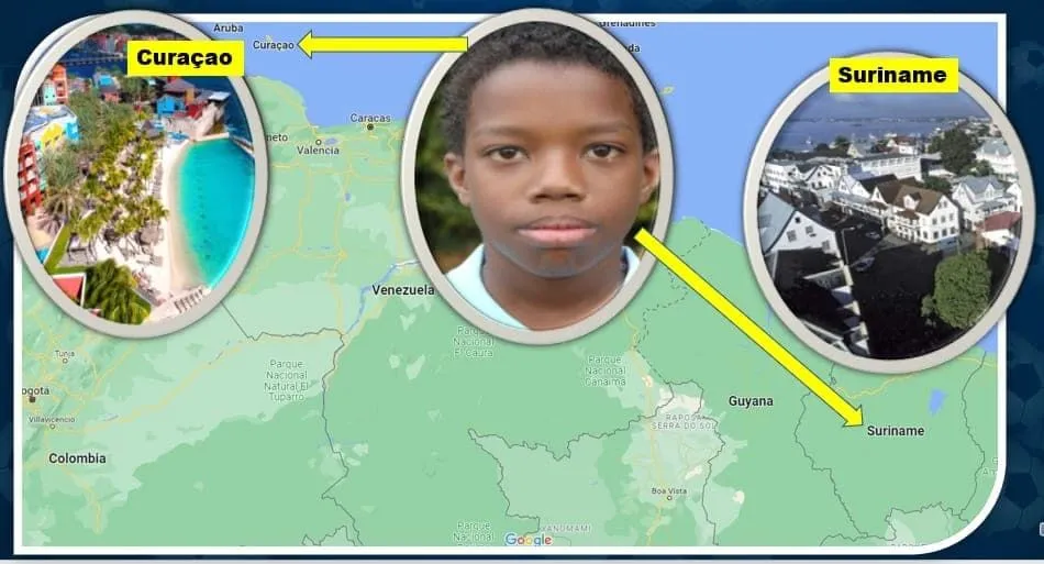 This map displays the countries of Tyrell Malacia's family origin.
