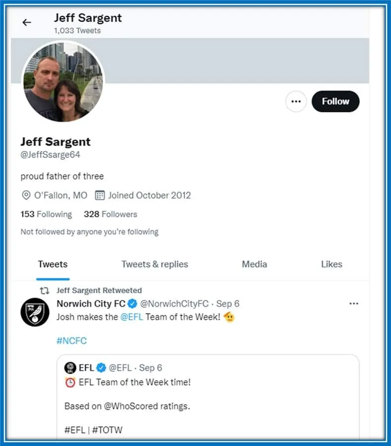 Jeff, a proud father of three, is very attentive to his son's career updates on social media.