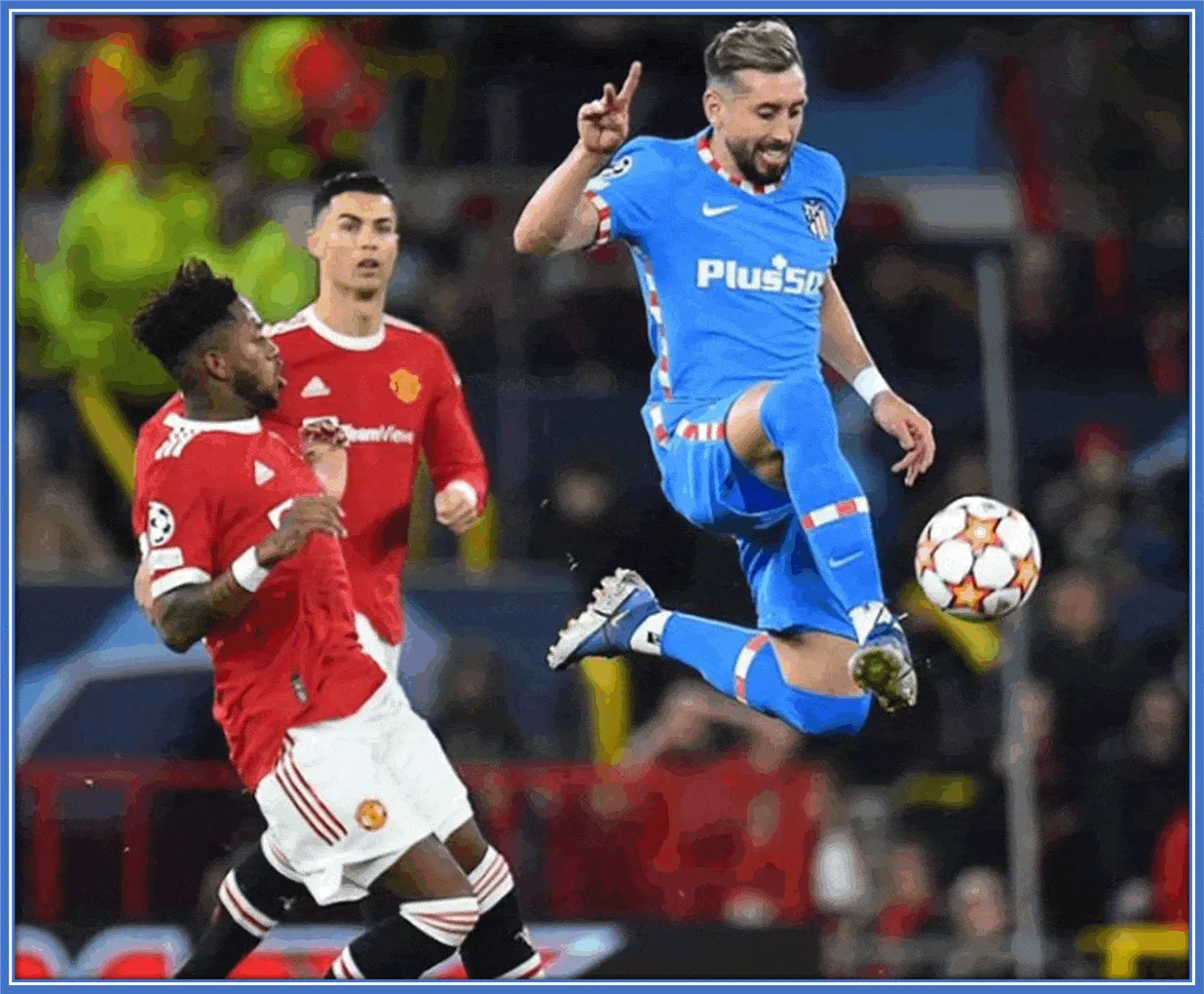 Hector Herrera at his best on the pitch (Cristiano Ronaldo on the background).
