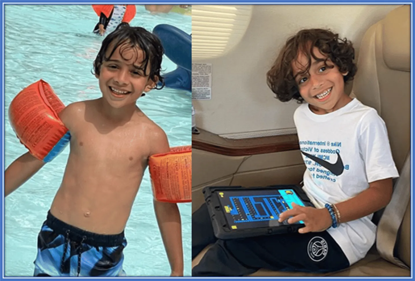 A collage of Wahbi Khazri's first son.